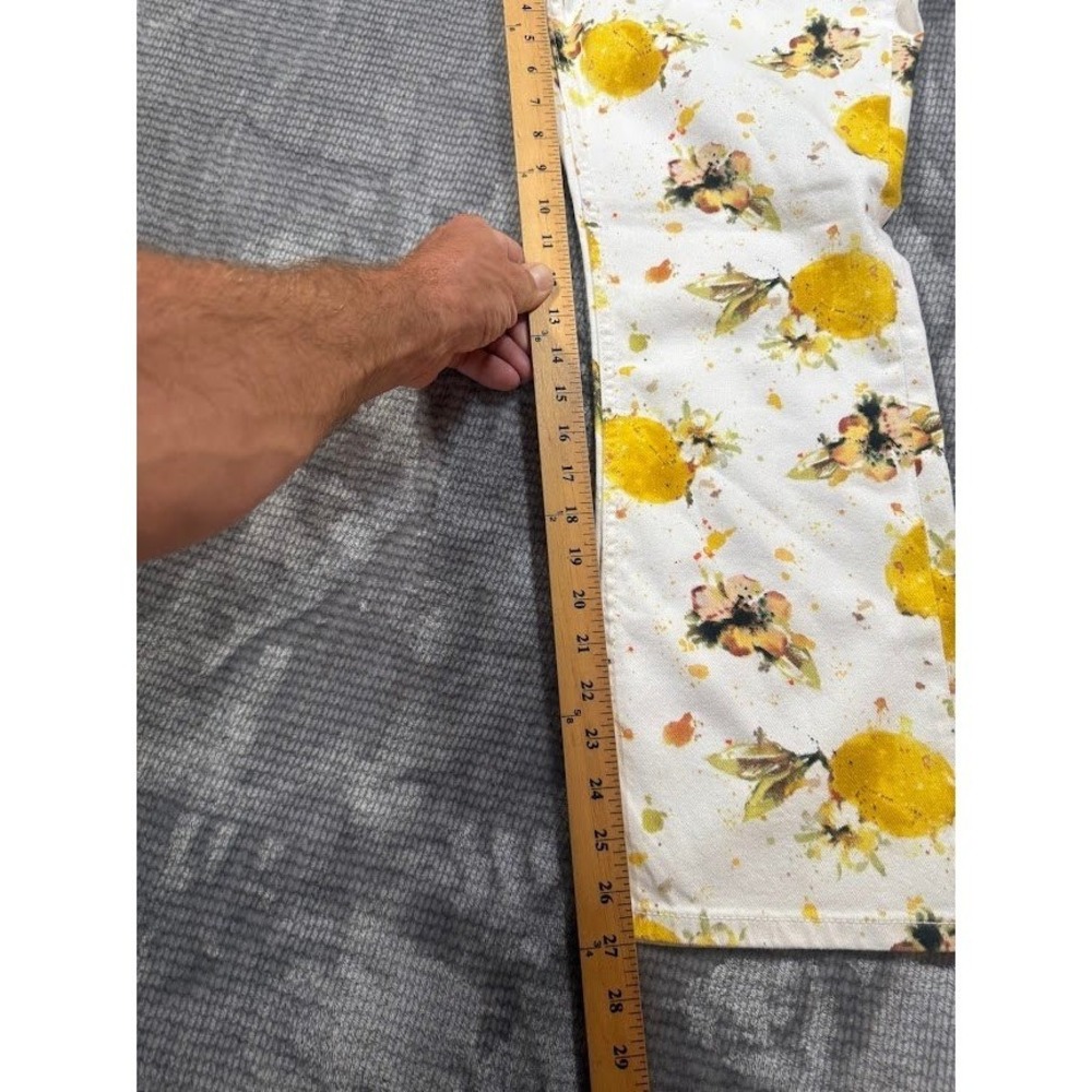 Anthropologie Pilcro The Letterpress Lemon Floral Boot Jeans Womens White 32X27 - Picture 10 of 11